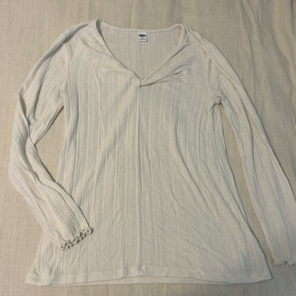 White Ribbed Long Sleeve